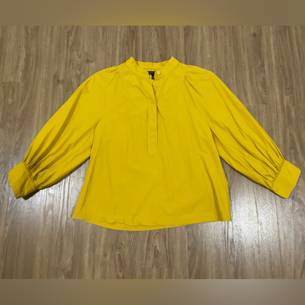 Banana Republic Mustard Yellow Balloon Sleeve Cotton Top, XS